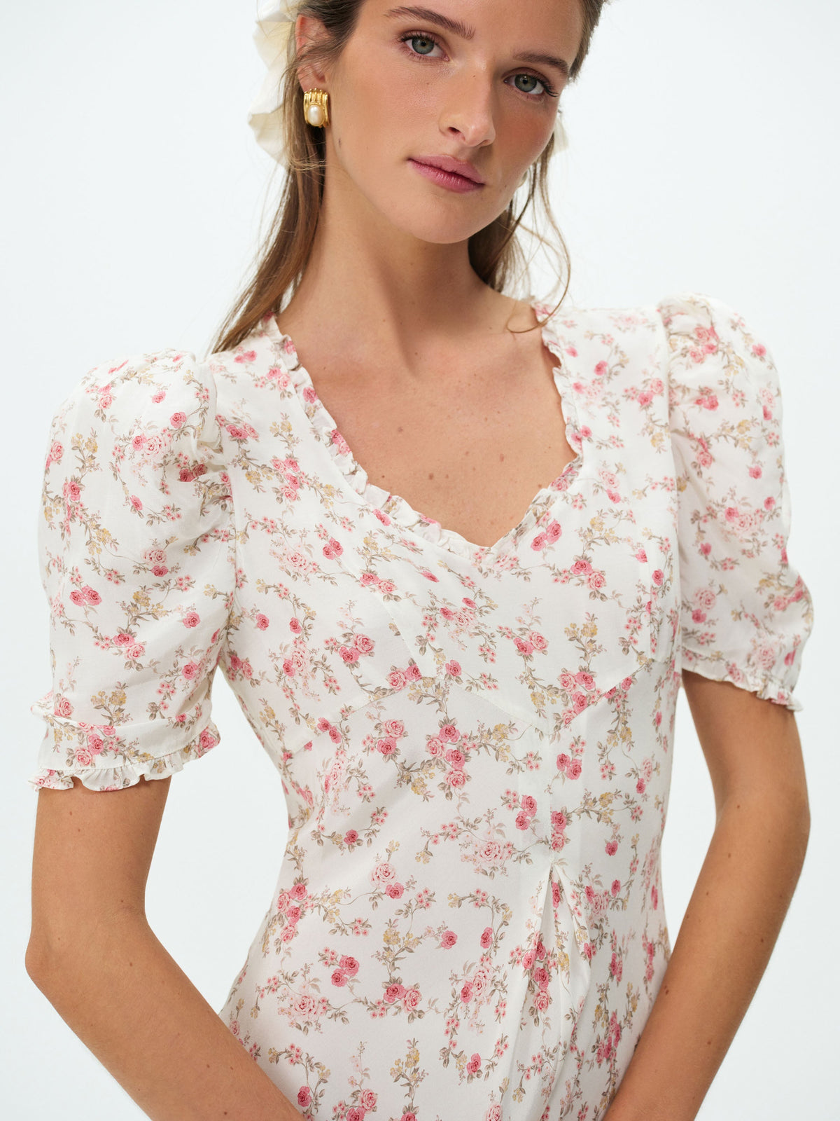Country Floral Maxi Dress - Cream