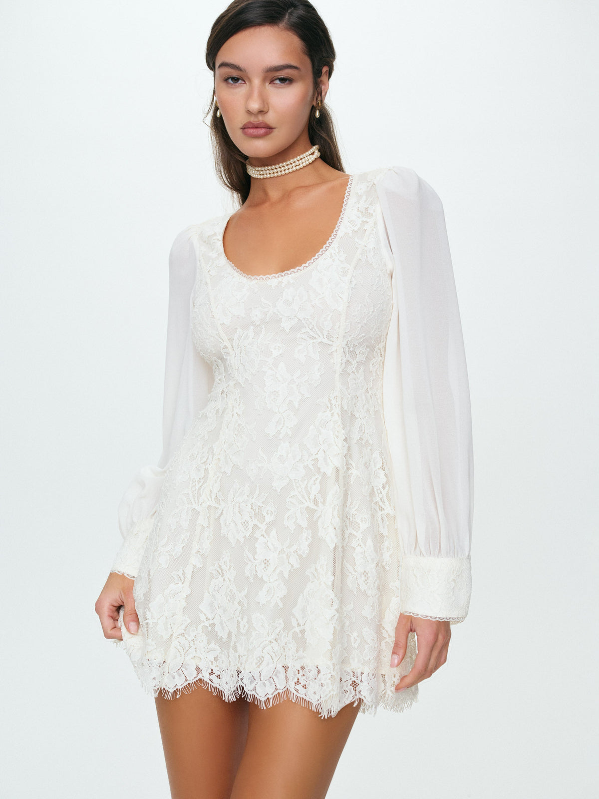 Rosa Long Sleeve Mini Dress - Cream