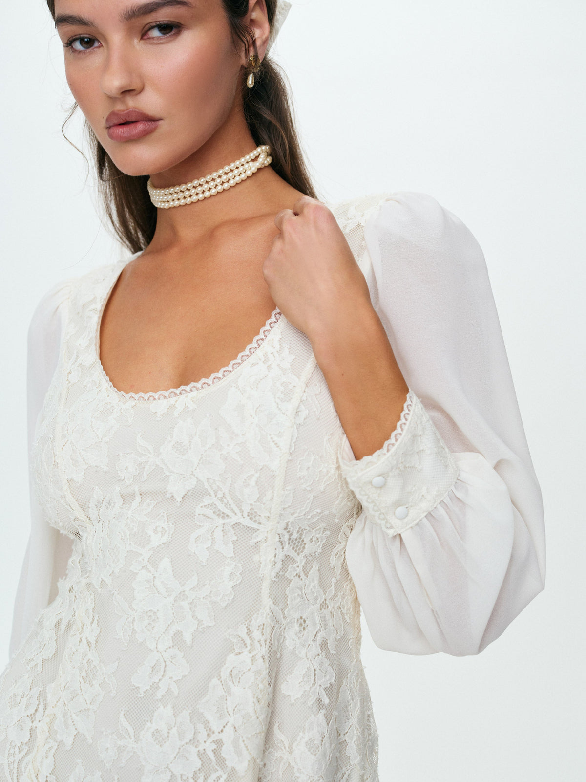Rosa Long Sleeve Mini Dress - Cream