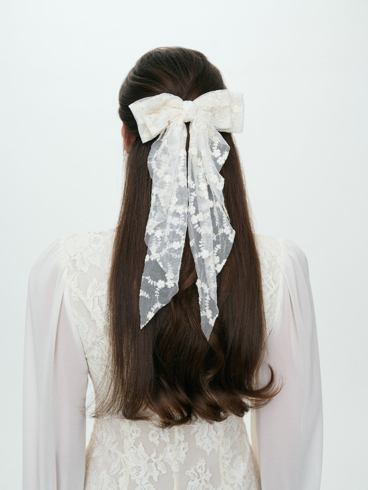 Camille Lace Hair Bow - Cream