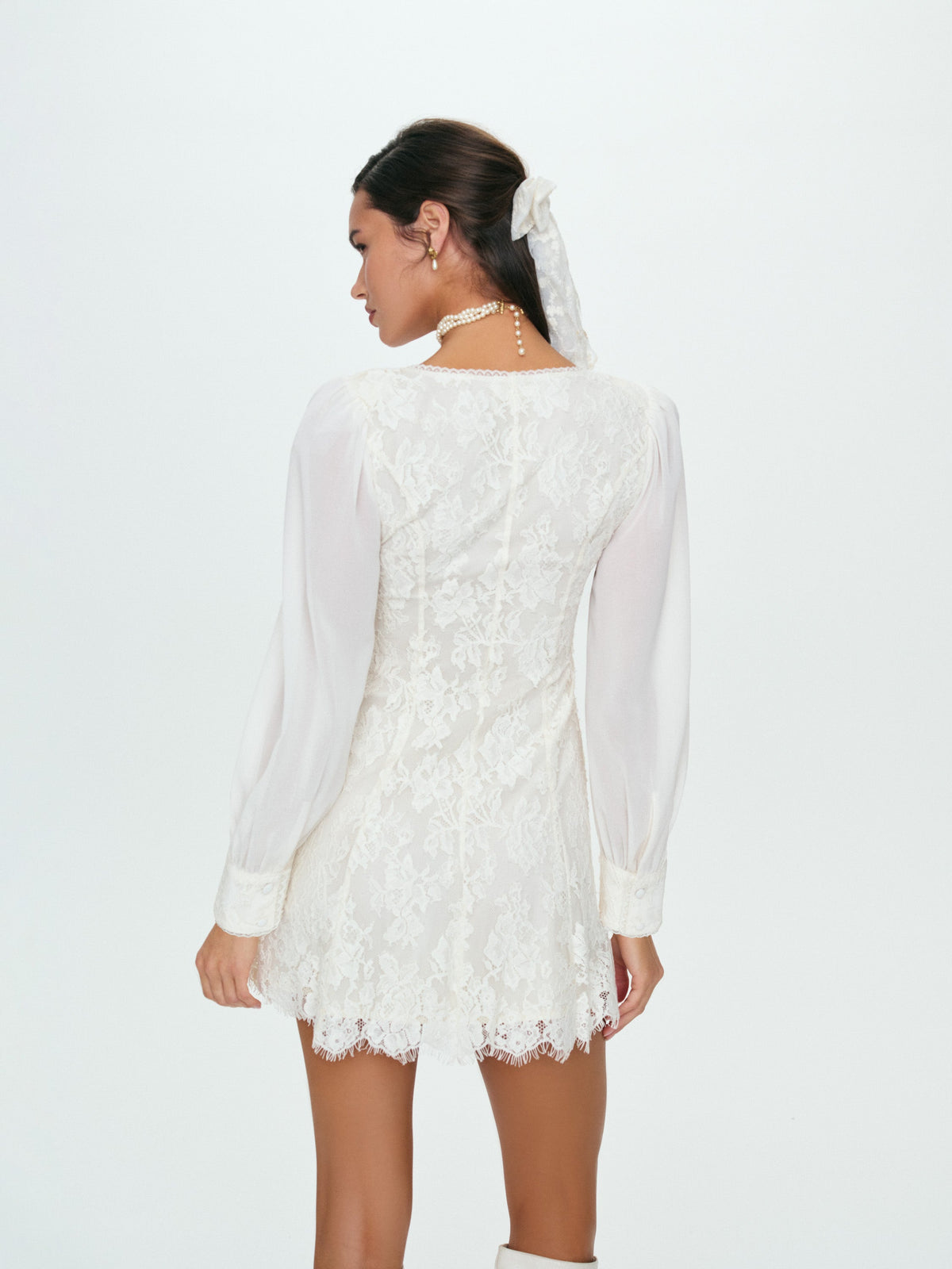 Rosa Long Sleeve Mini Dress - Cream