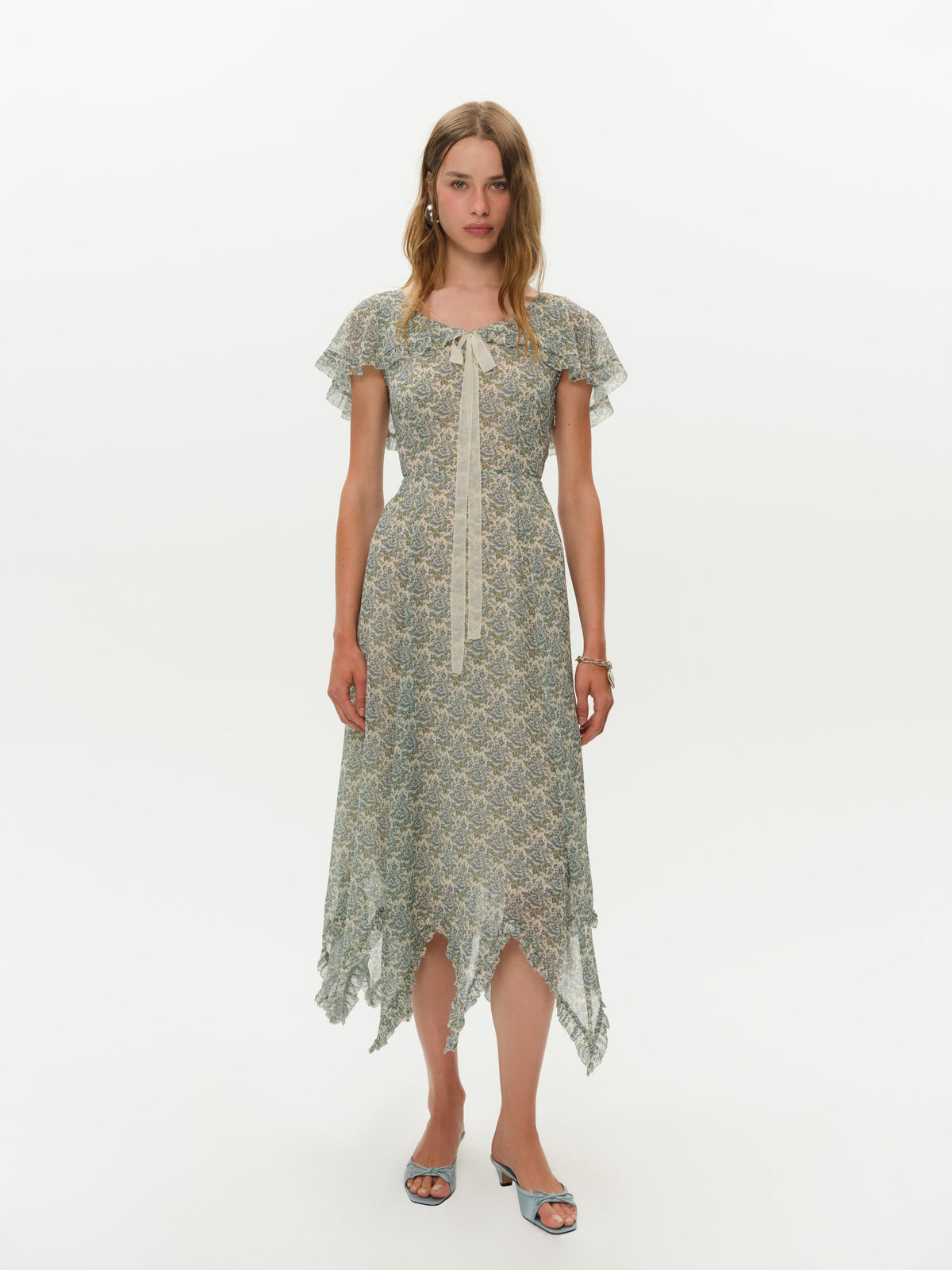 Primrose Posey Midi Dress - Dusty Blue