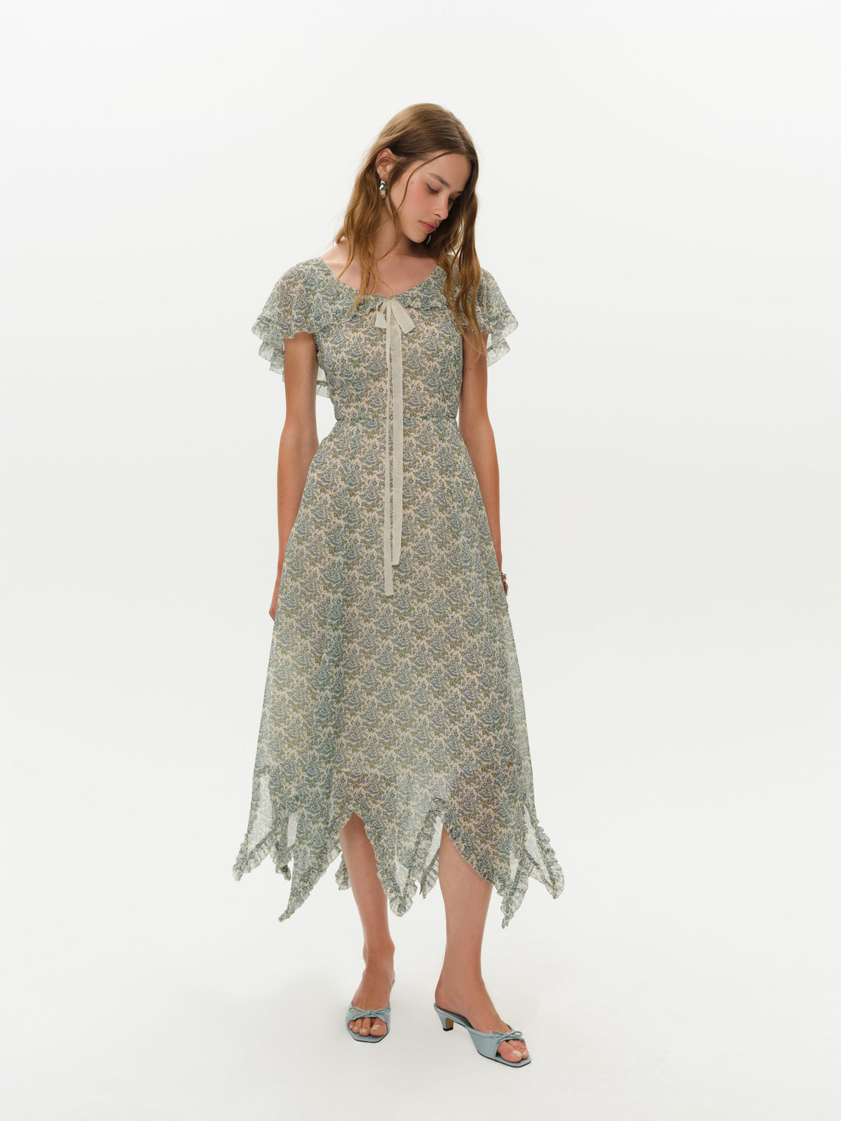 Primrose Posey Midi Dress - Dusty Blue