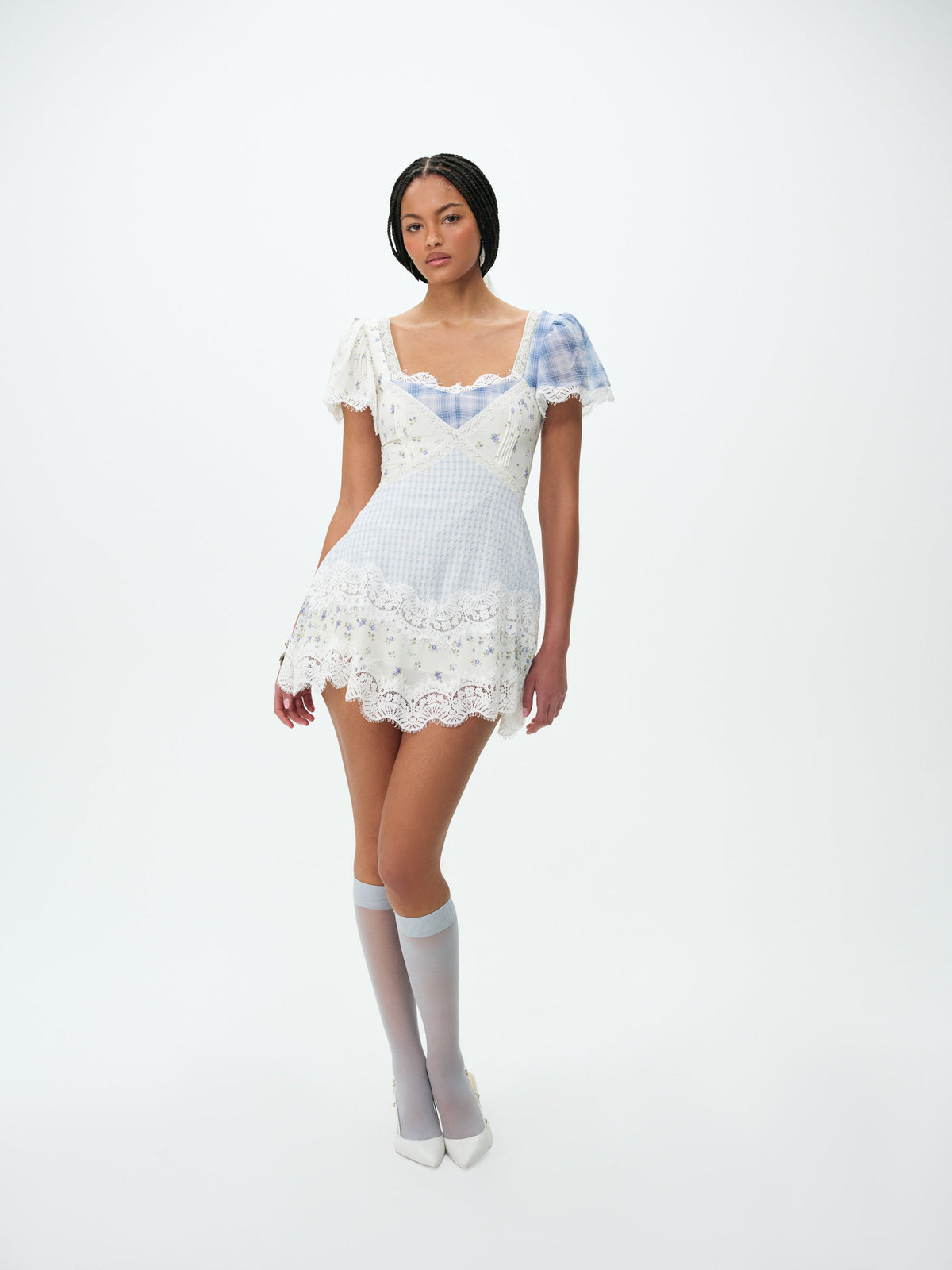 Bluebird Plaid Mini Dress - Blue