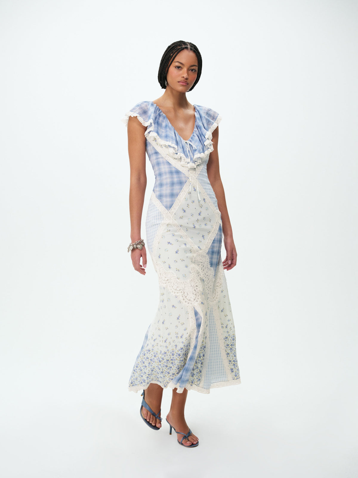 Bluebird Plaid Maxi Dress - Blue