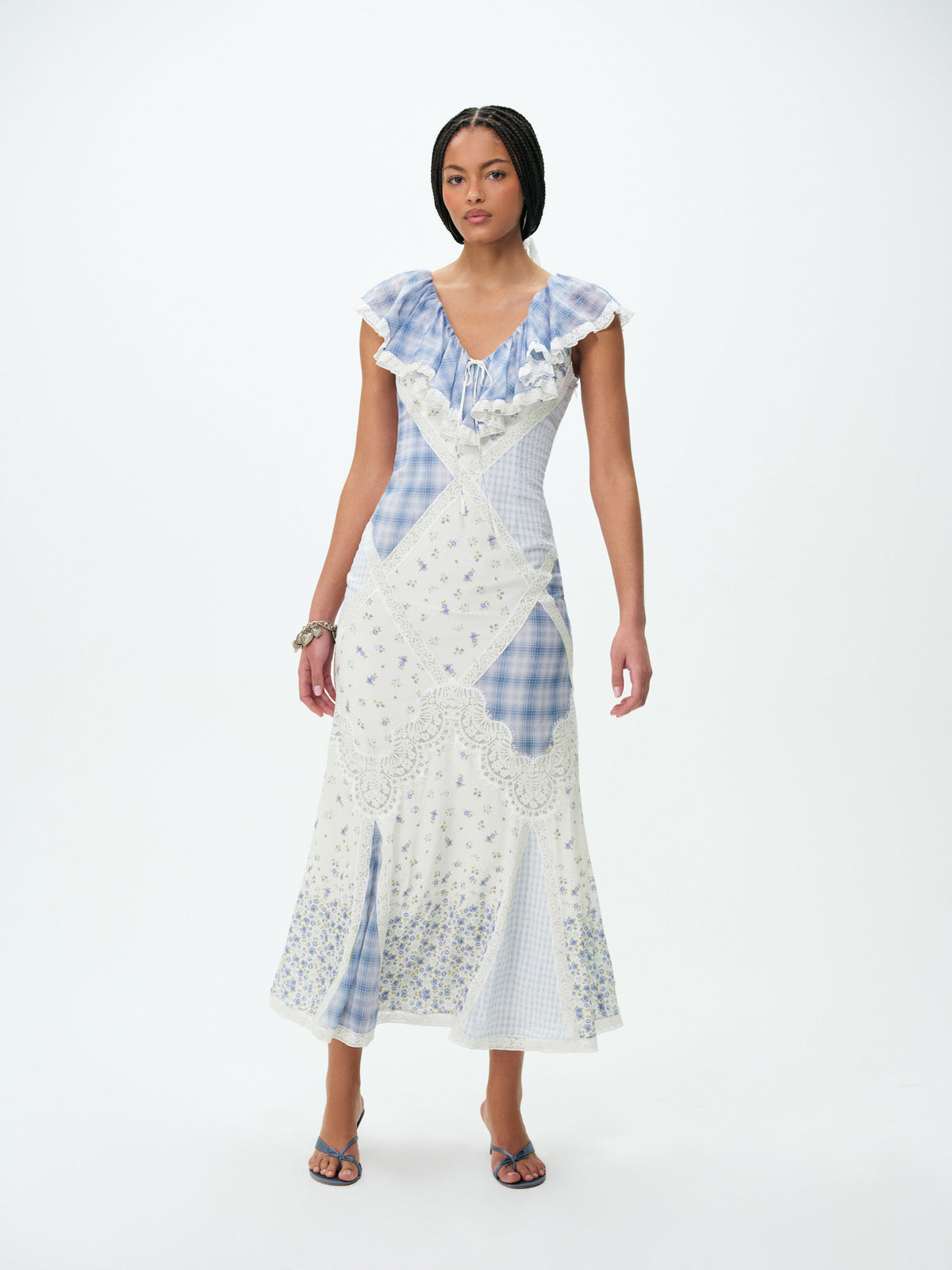 Bluebird Plaid Maxi Dress - Blue