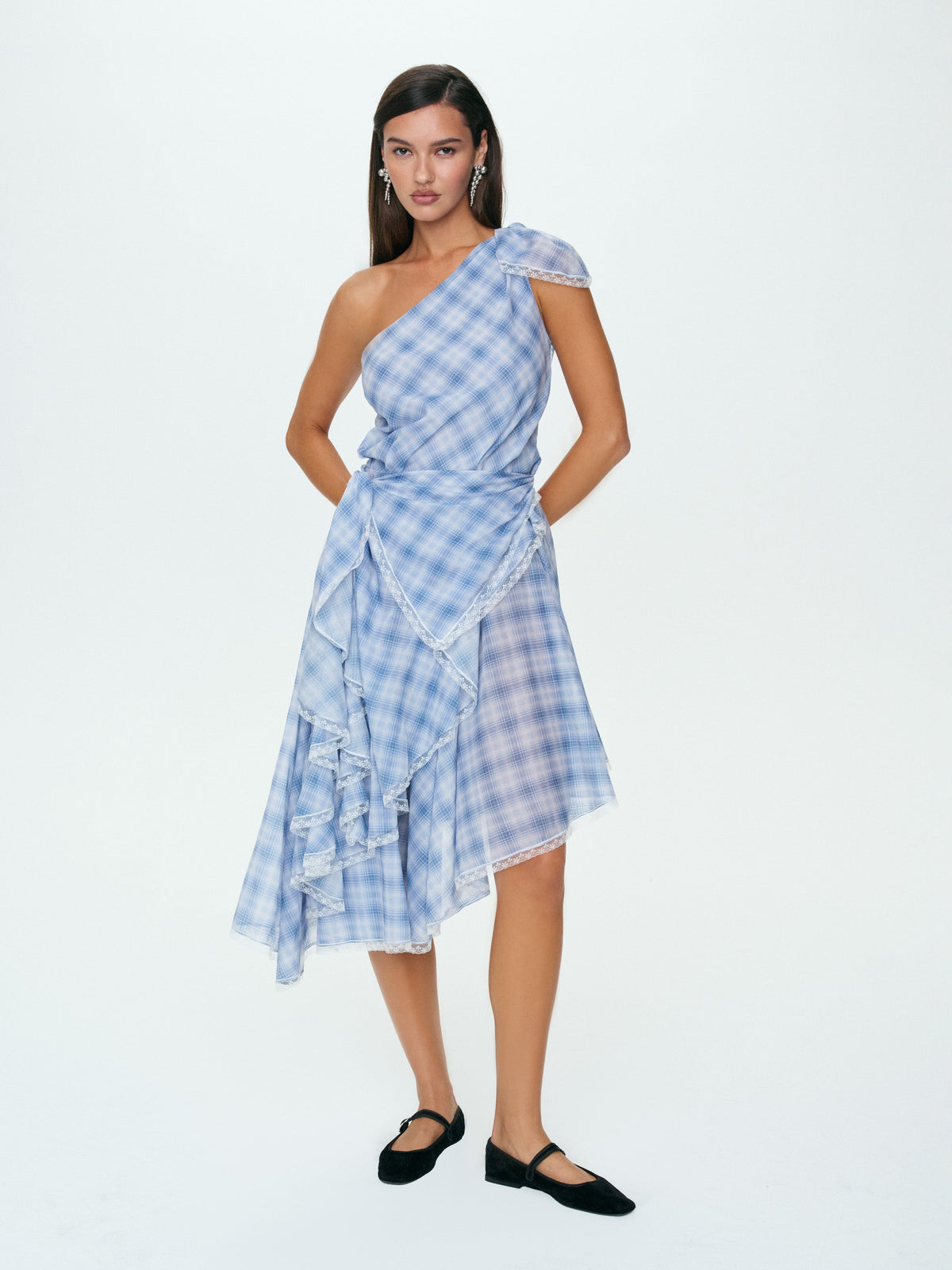 Bluebird Plaid Midi Dress - Blue