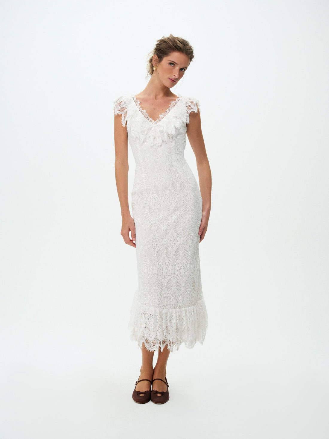 Victorian Cascade Lace Midi Dress
