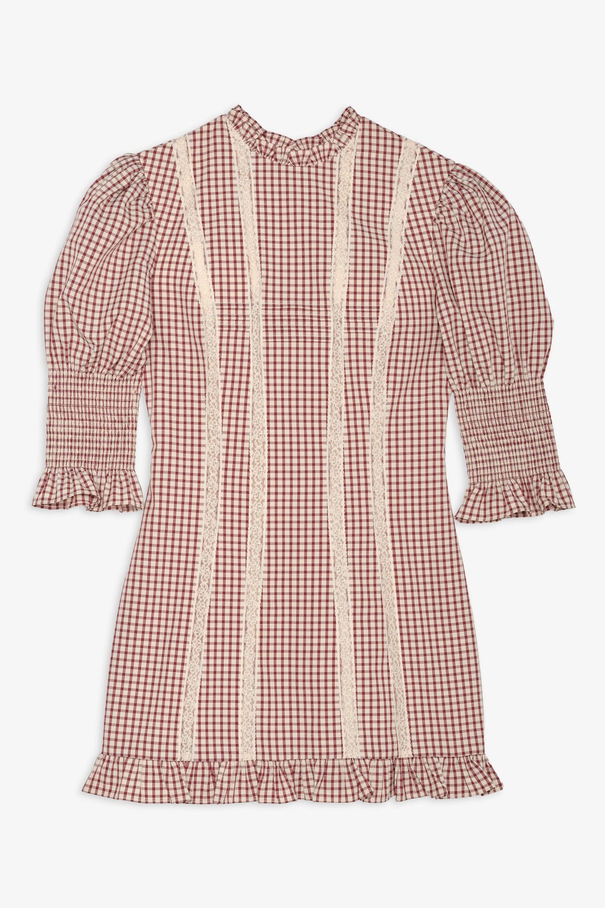 Annie Gingham Mini Dress - Burgundy