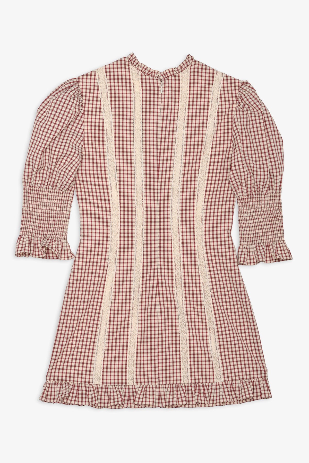 Annie Gingham Mini Dress - Burgundy
