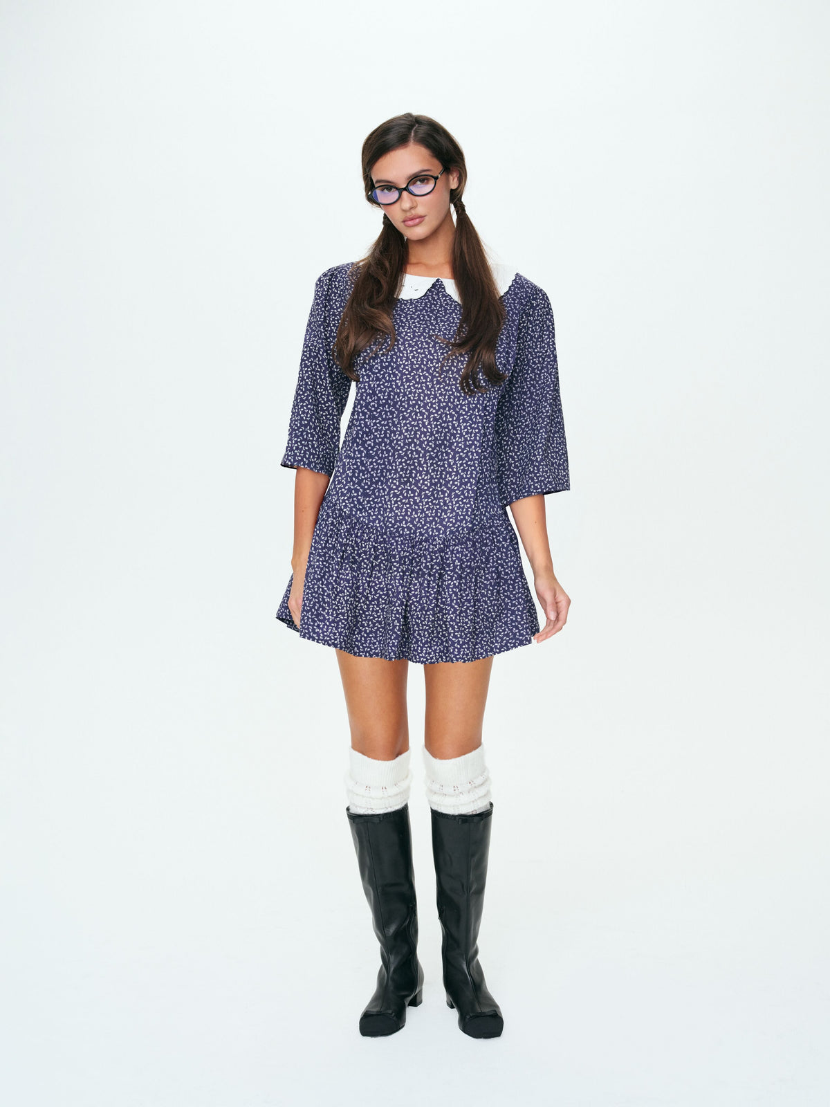 Lara Ann Ditsy Mini Dress - Navy
