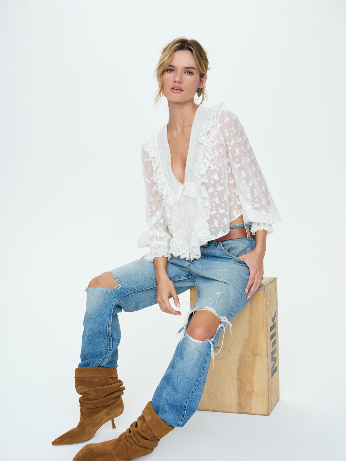 Hamptons Eyelet Blouse - Cream