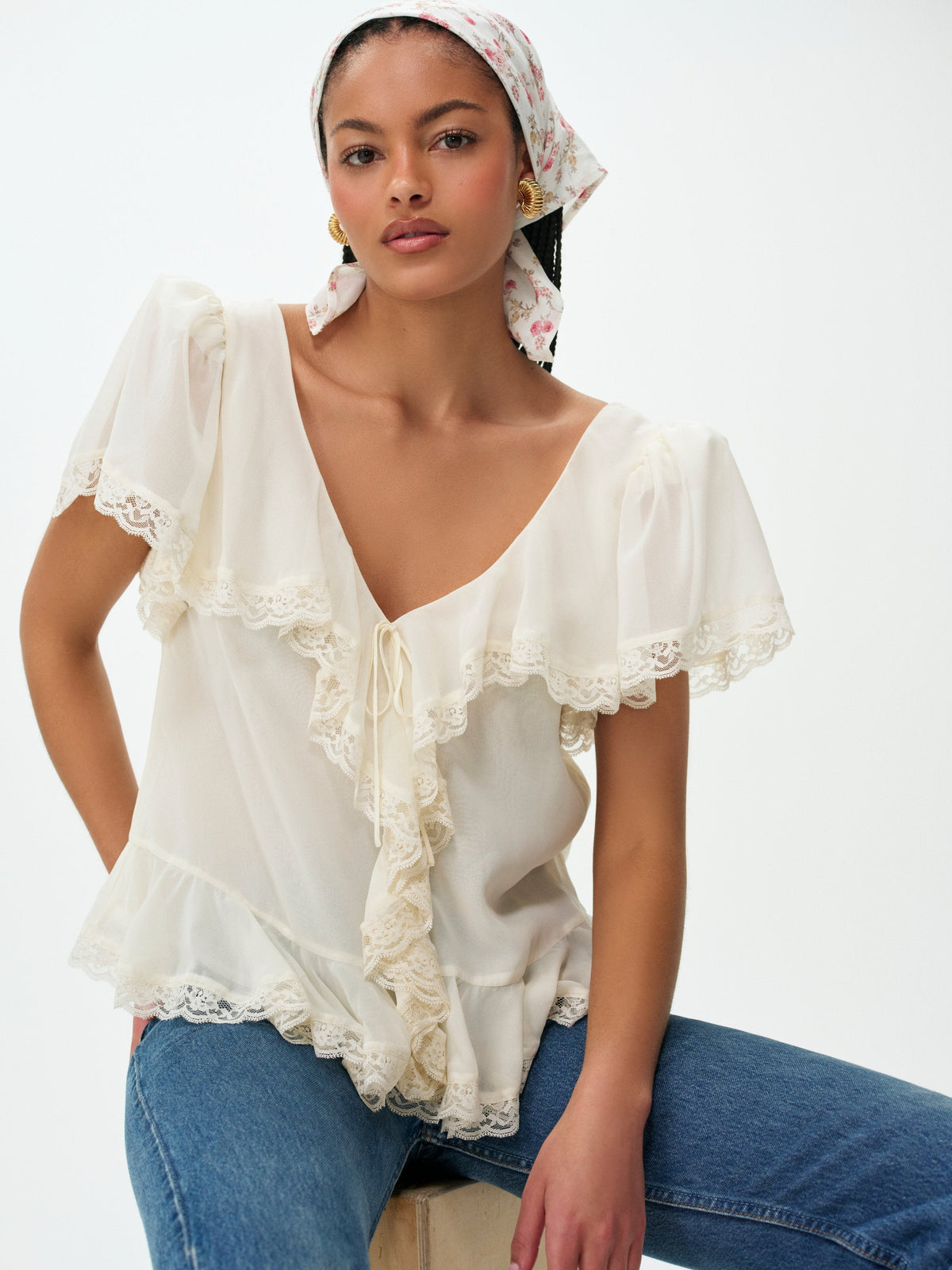 Layla Ruffle Top - Cream