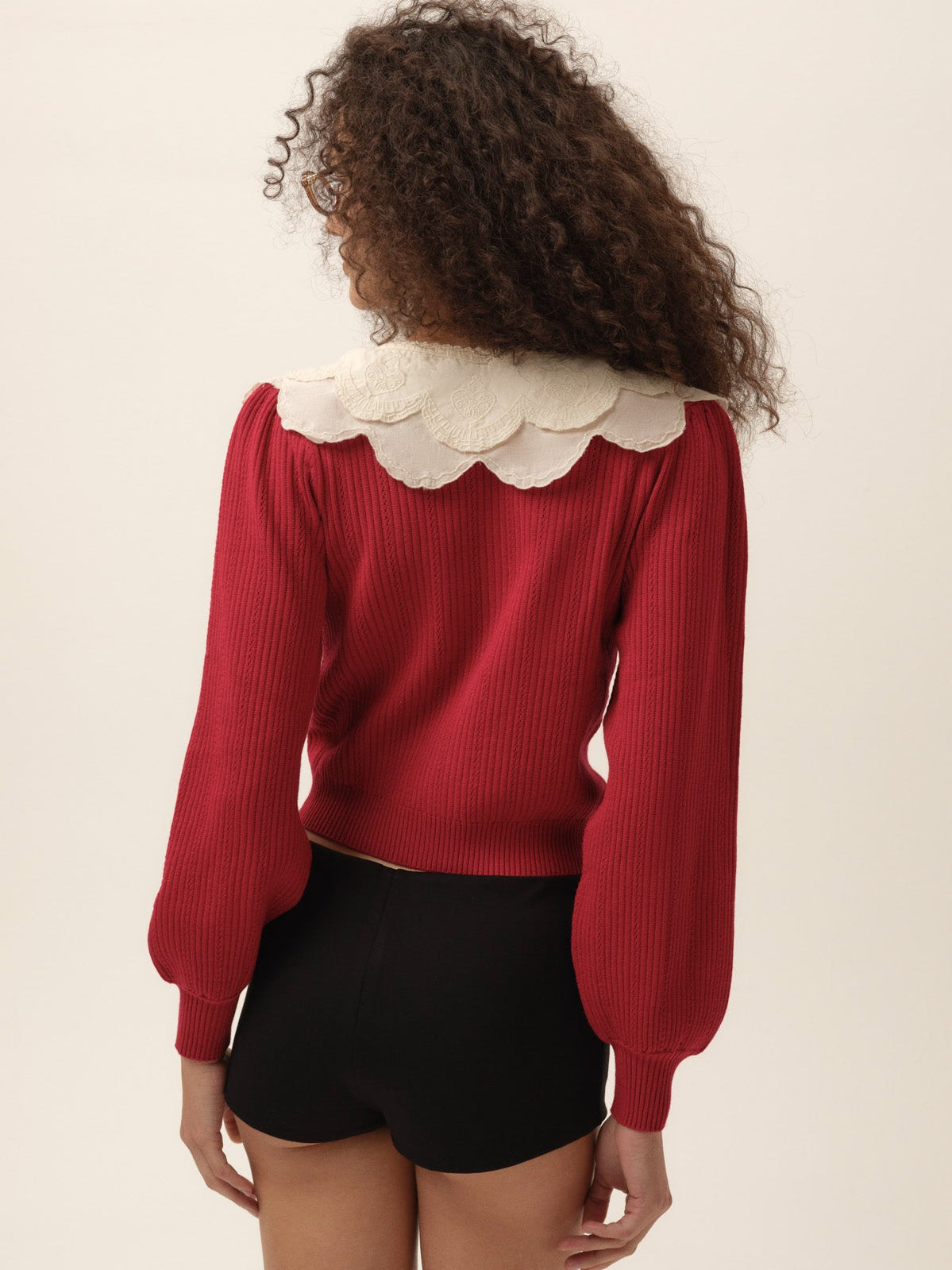 Charlotte Pointelle Cardigan - Red