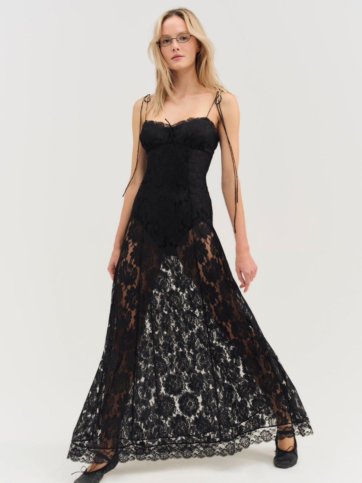 Claudia Rose Lace Maxi Dress - Black