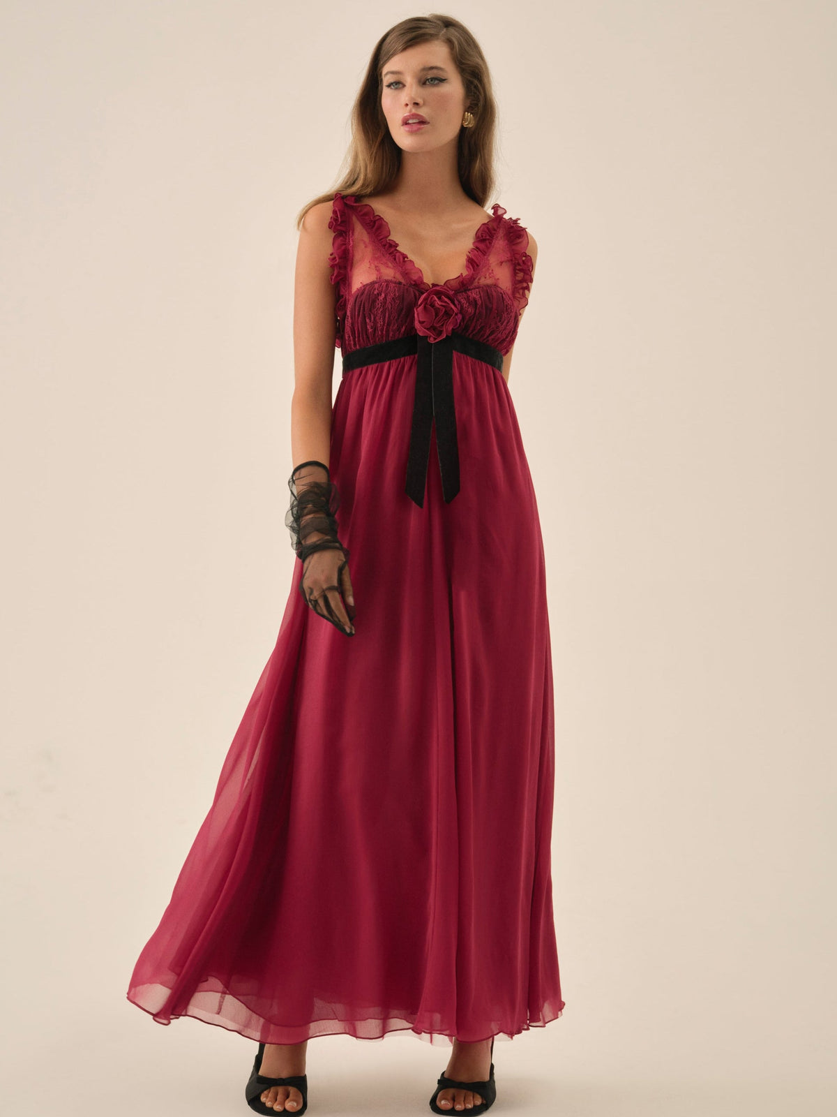 Claudine Chiffon Maxi Dress - Oxblood