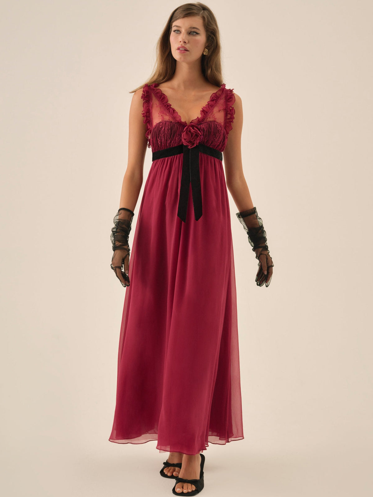 Claudine Chiffon Maxi Dress - Oxblood