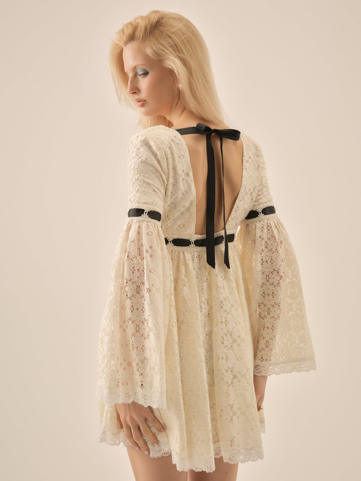 Creampuff Lace Mini Dress - Cream
