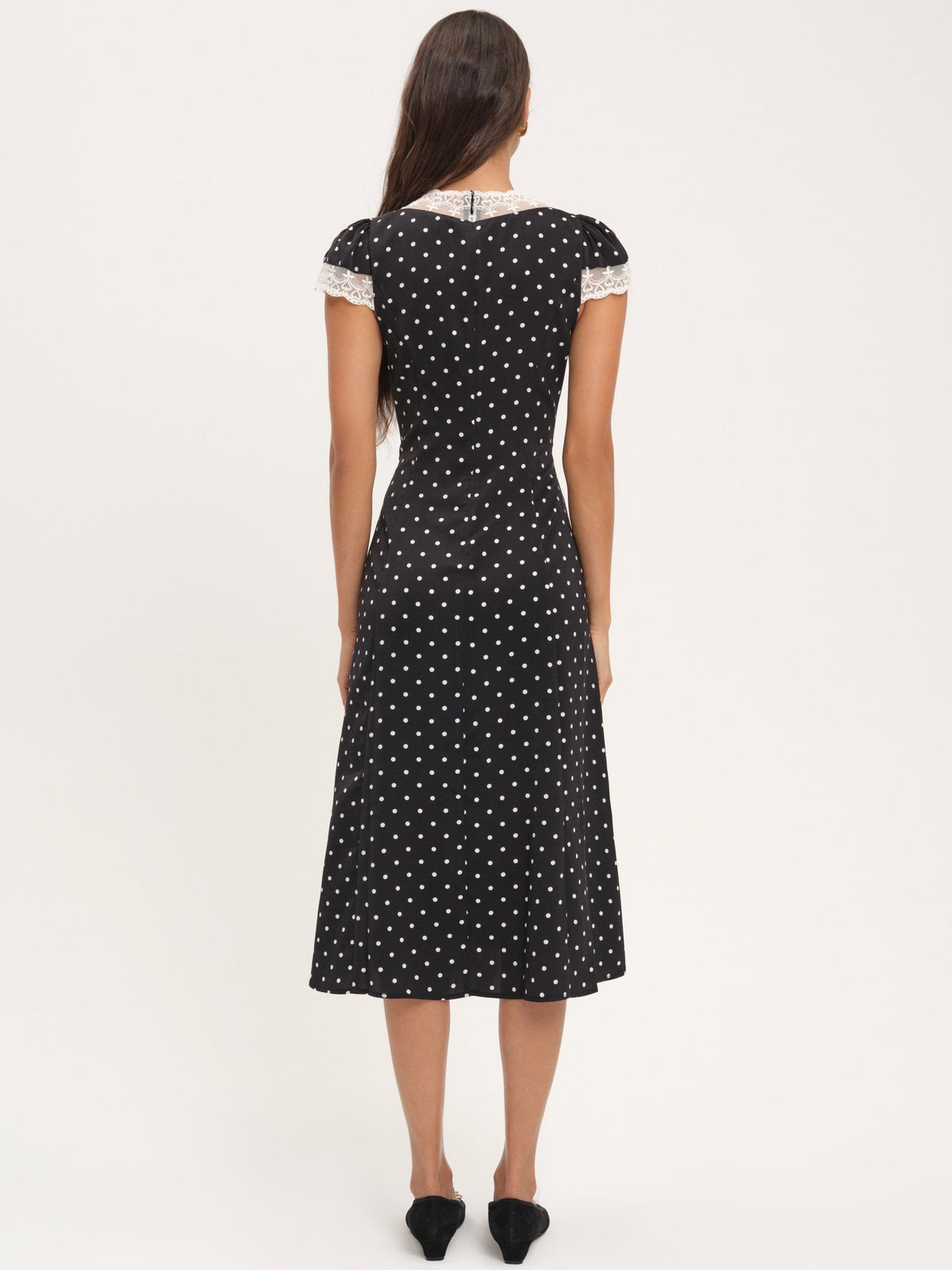 Cross Your Heart Midi Dress - Black Dot