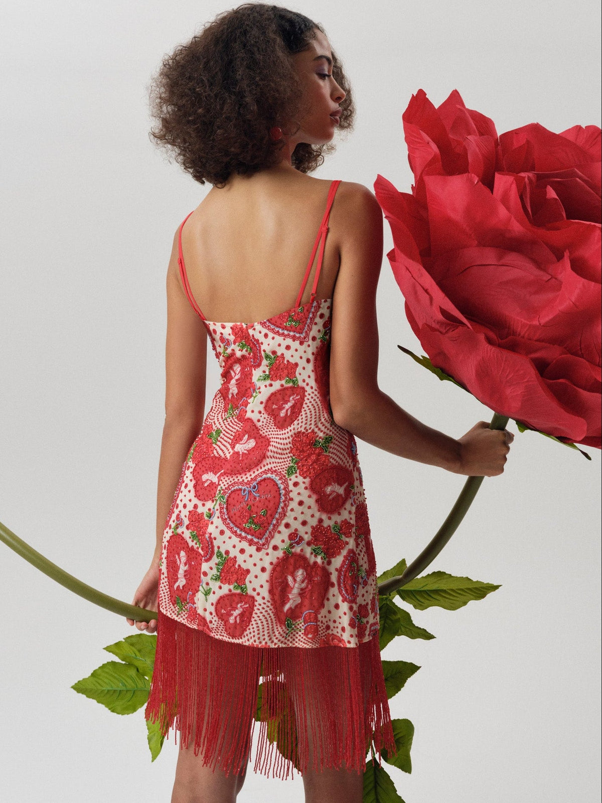 Cupid Beaded Dot Mini Dress - Red