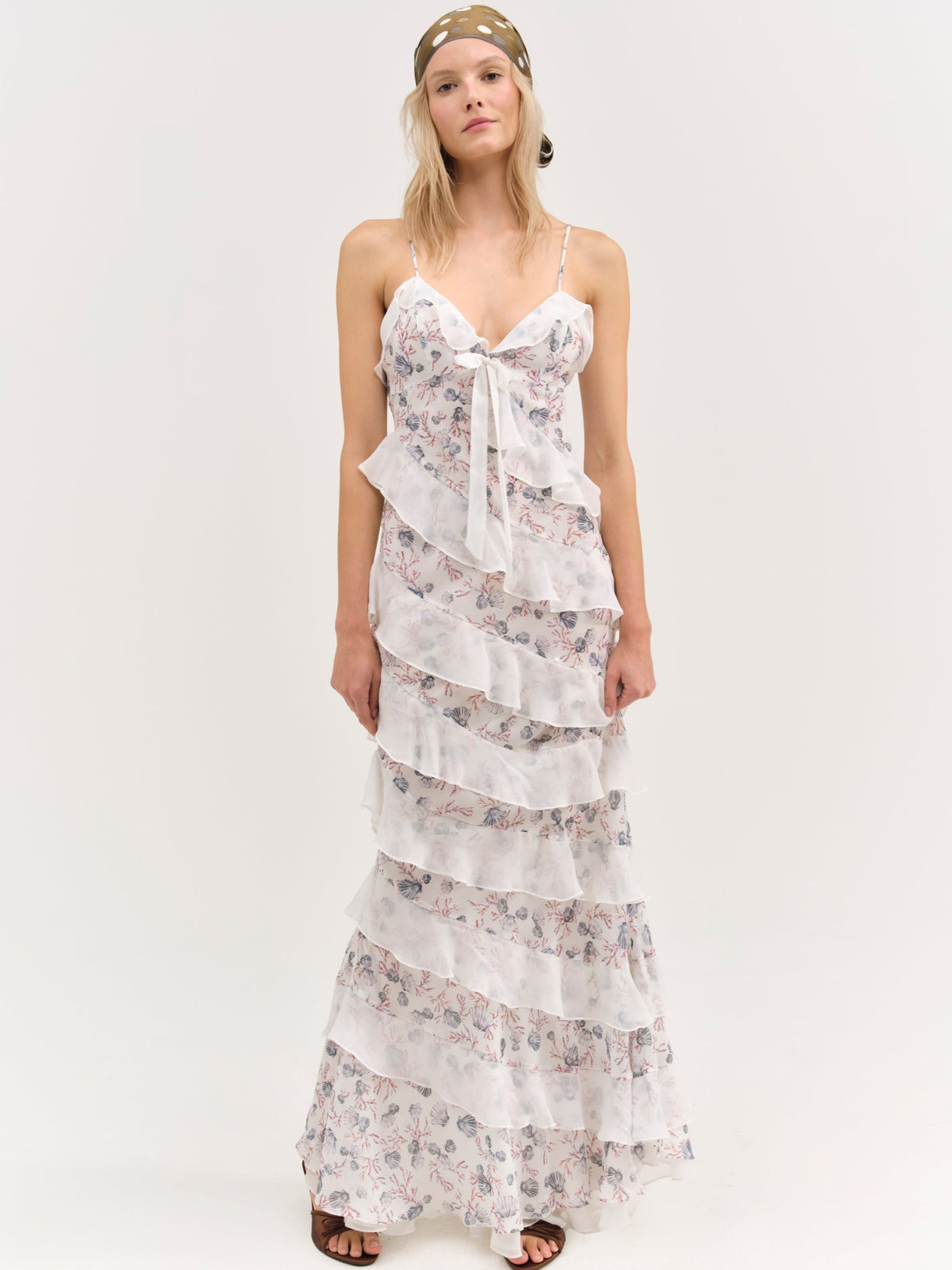 Debby Ruffled Maxi Dress - White