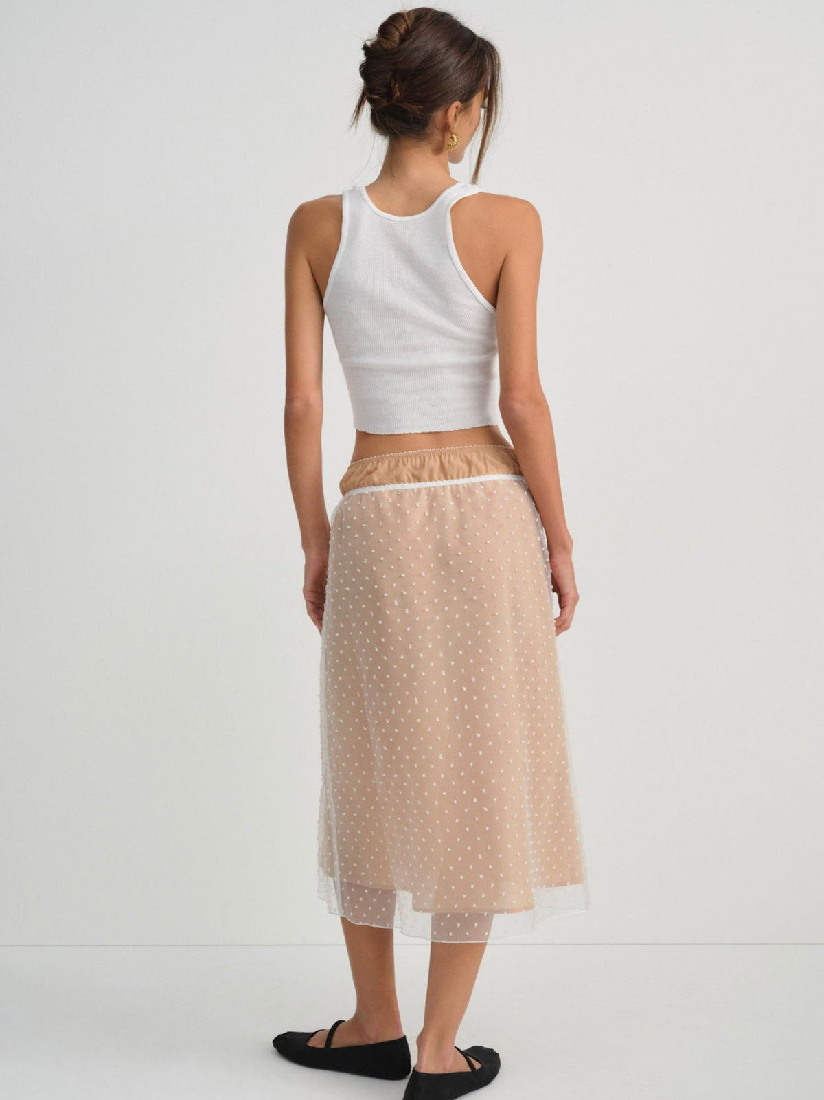 Devon Dot Midi Skirt - White
