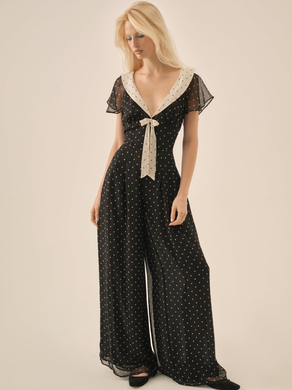 Dottie Dot Pantsuit - Black