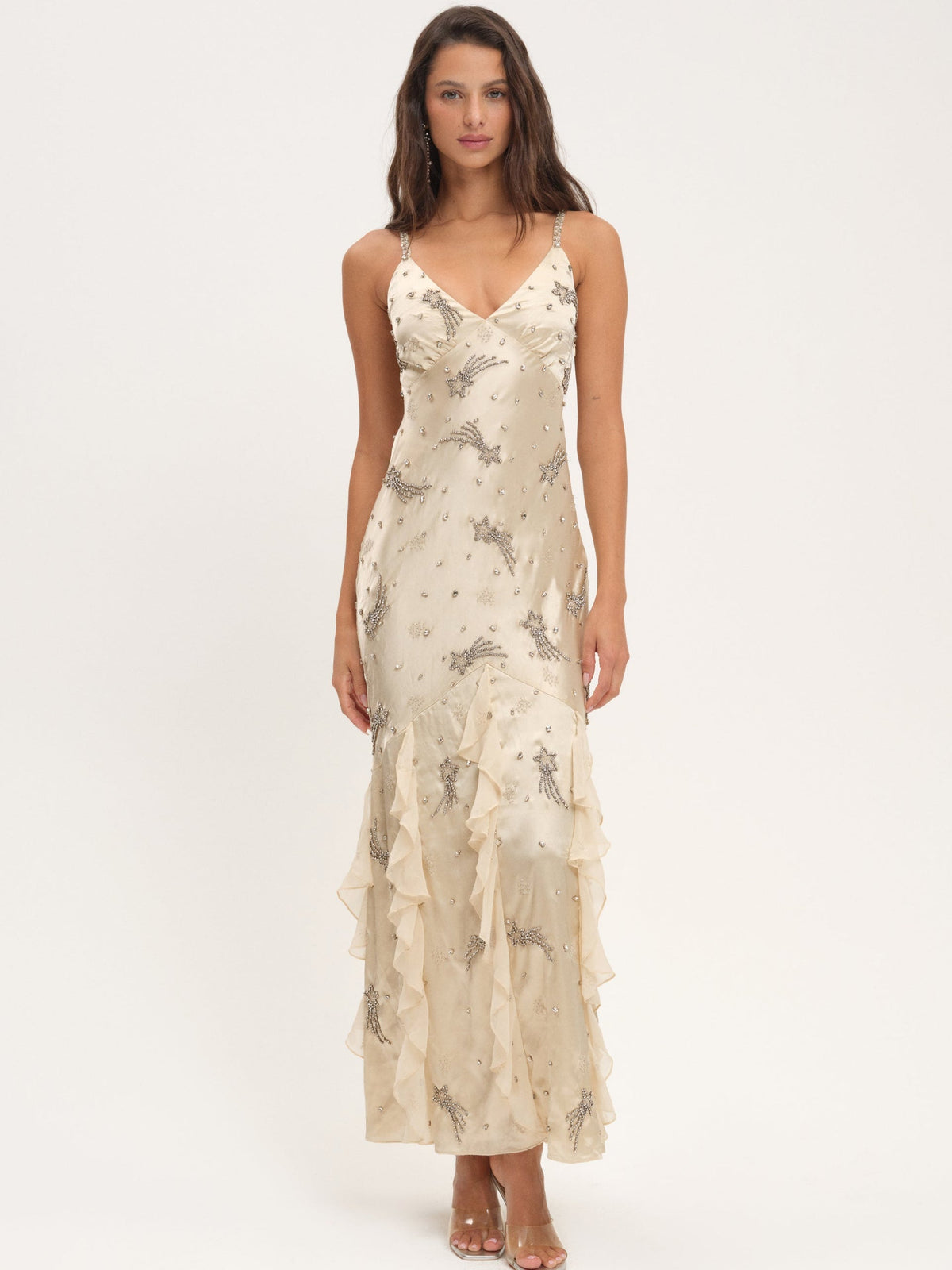Elea Beaded Maxi Dress - Cream