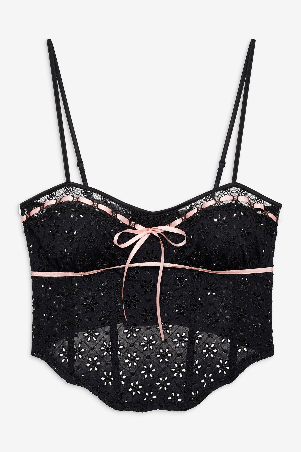 Elena Eyelet Bustier - Black