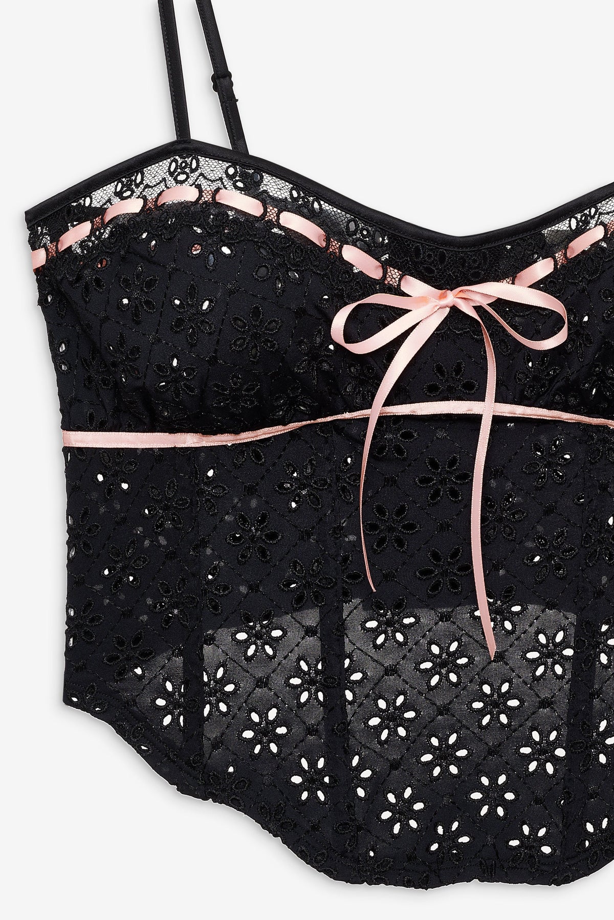 Elena Eyelet Bustier - Black