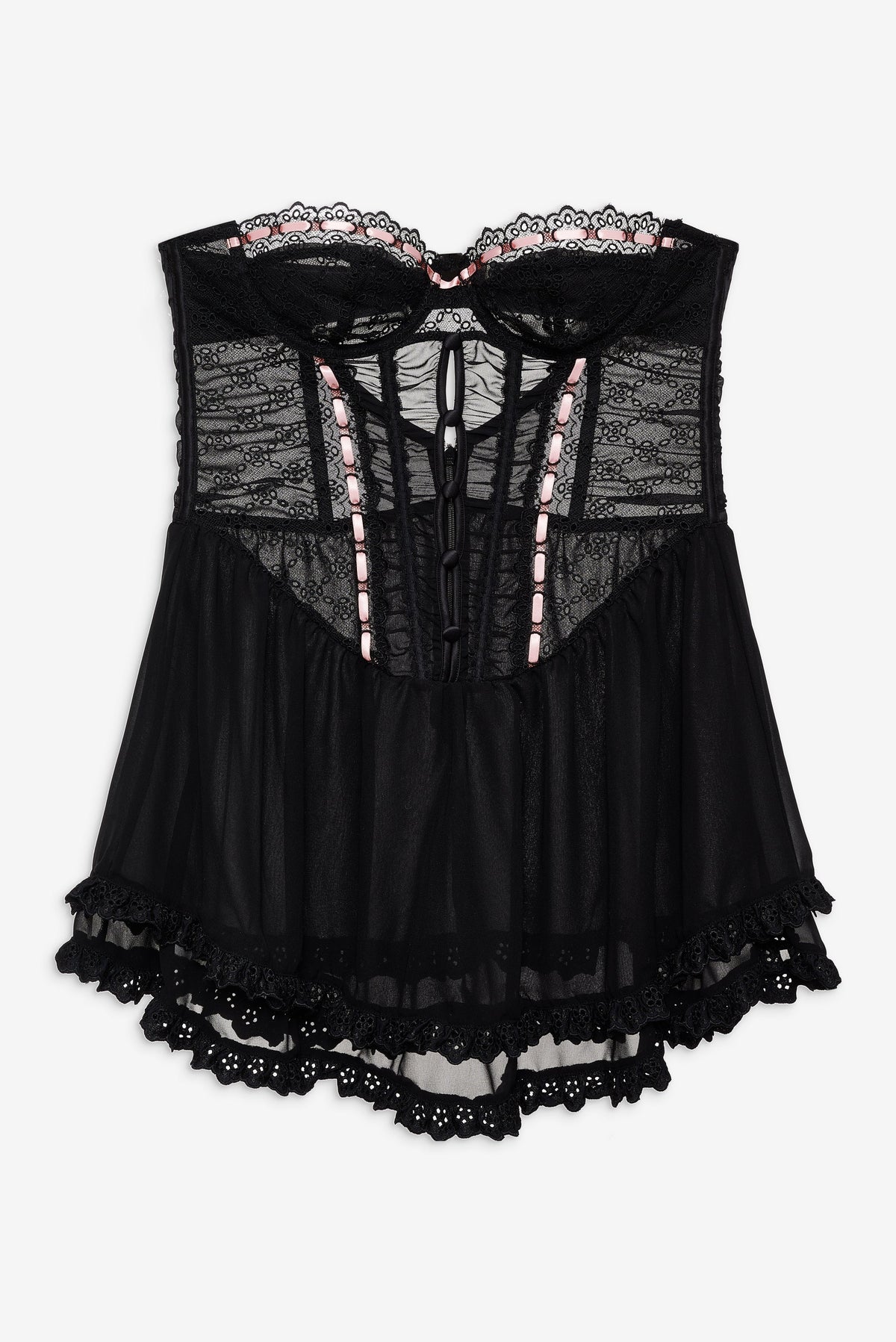 Elena Eyelet Slip Dress - Black