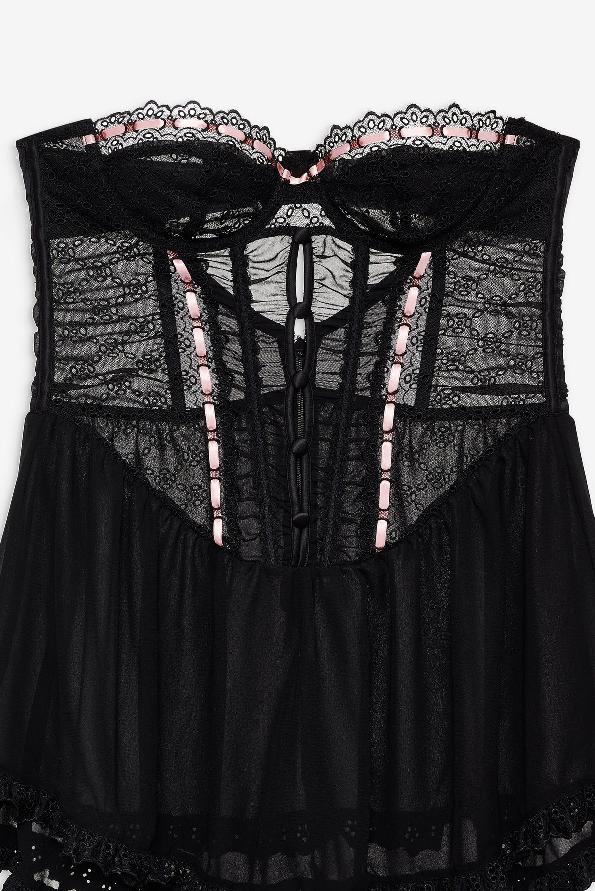 Elena Eyelet Slip Dress - Black