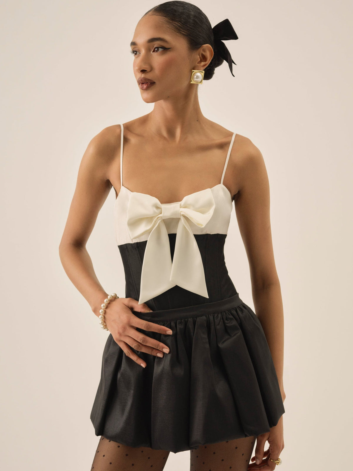 Emalie Taffeta Bodysuit - Black