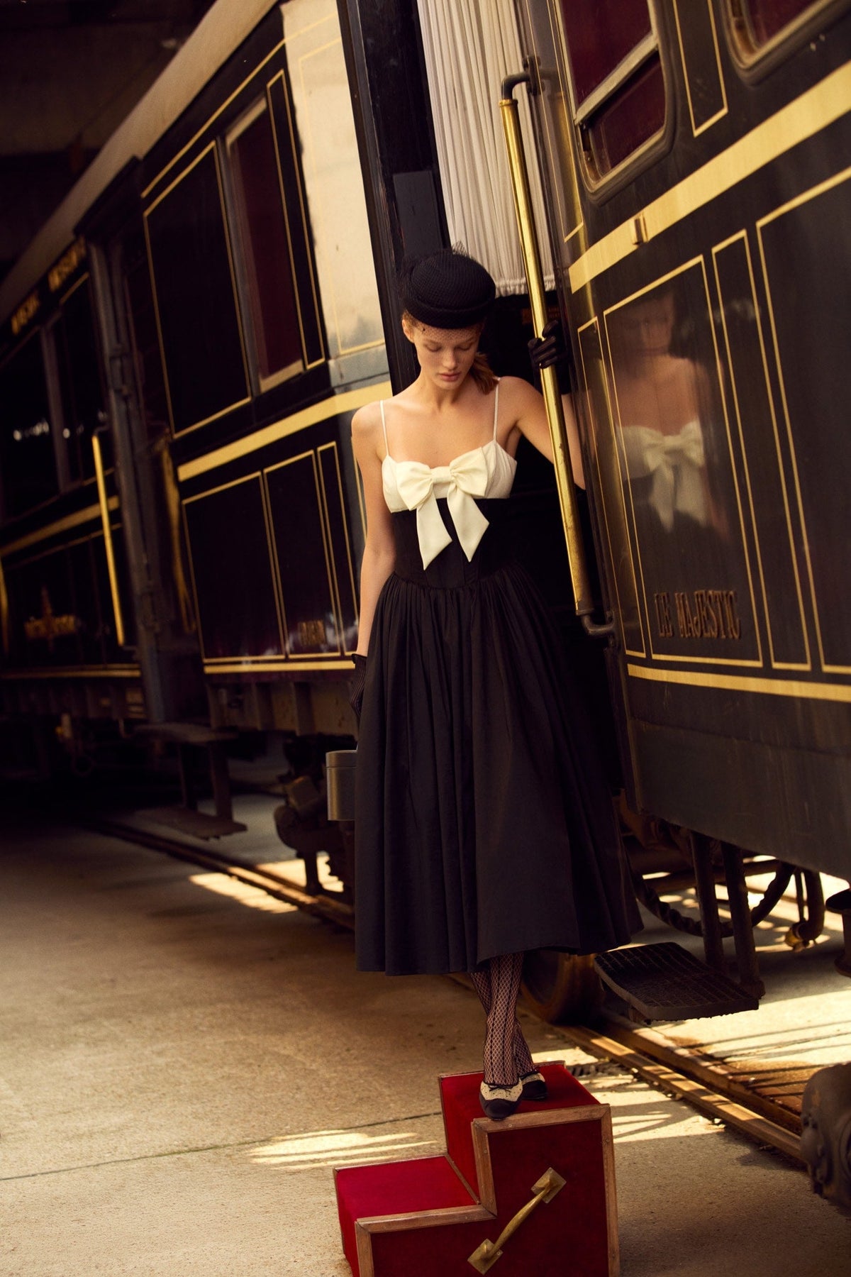 Emalie Taffeta Midi Dress - Black