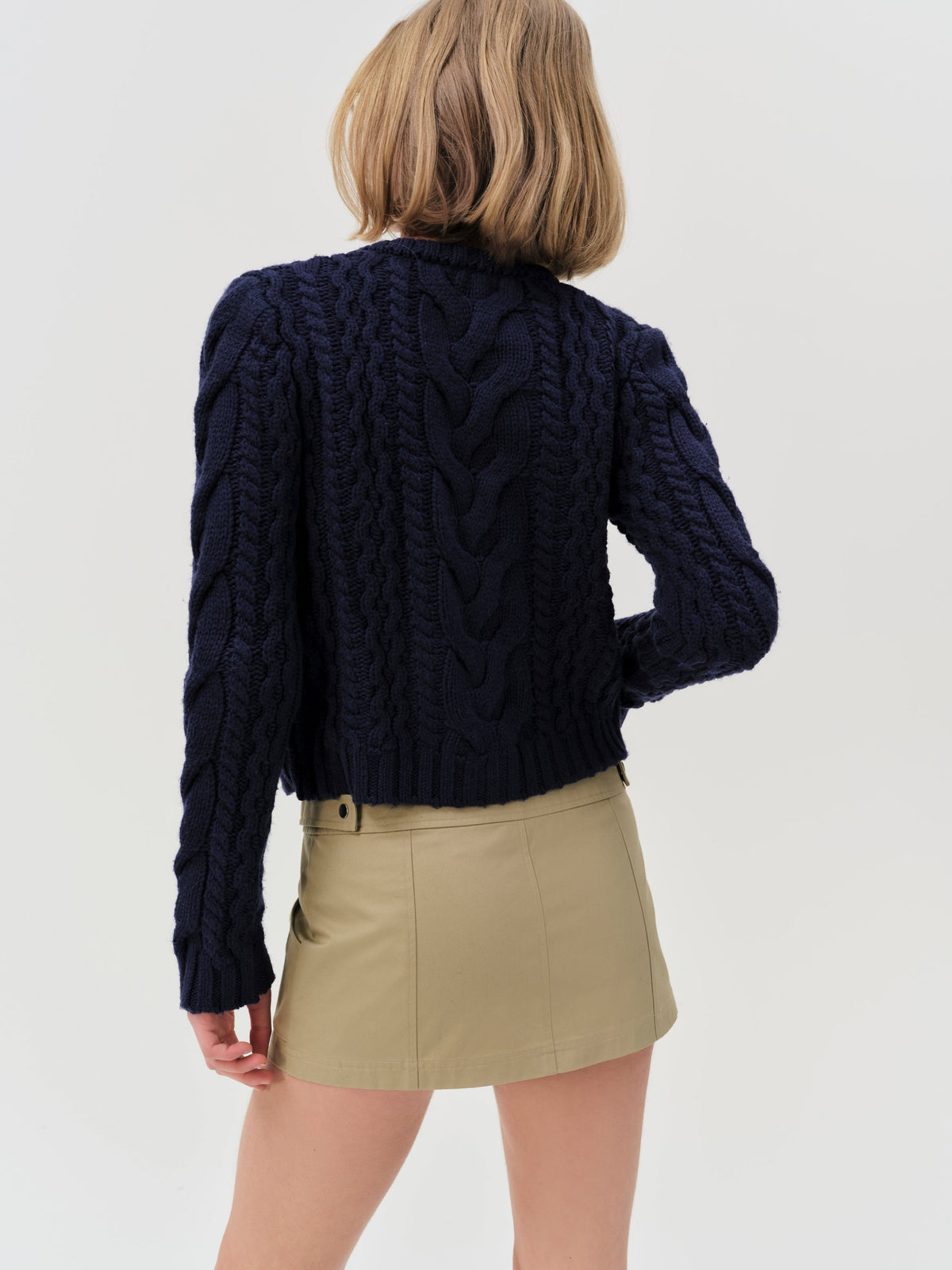Emily Cable Knit Cardigan - Navy