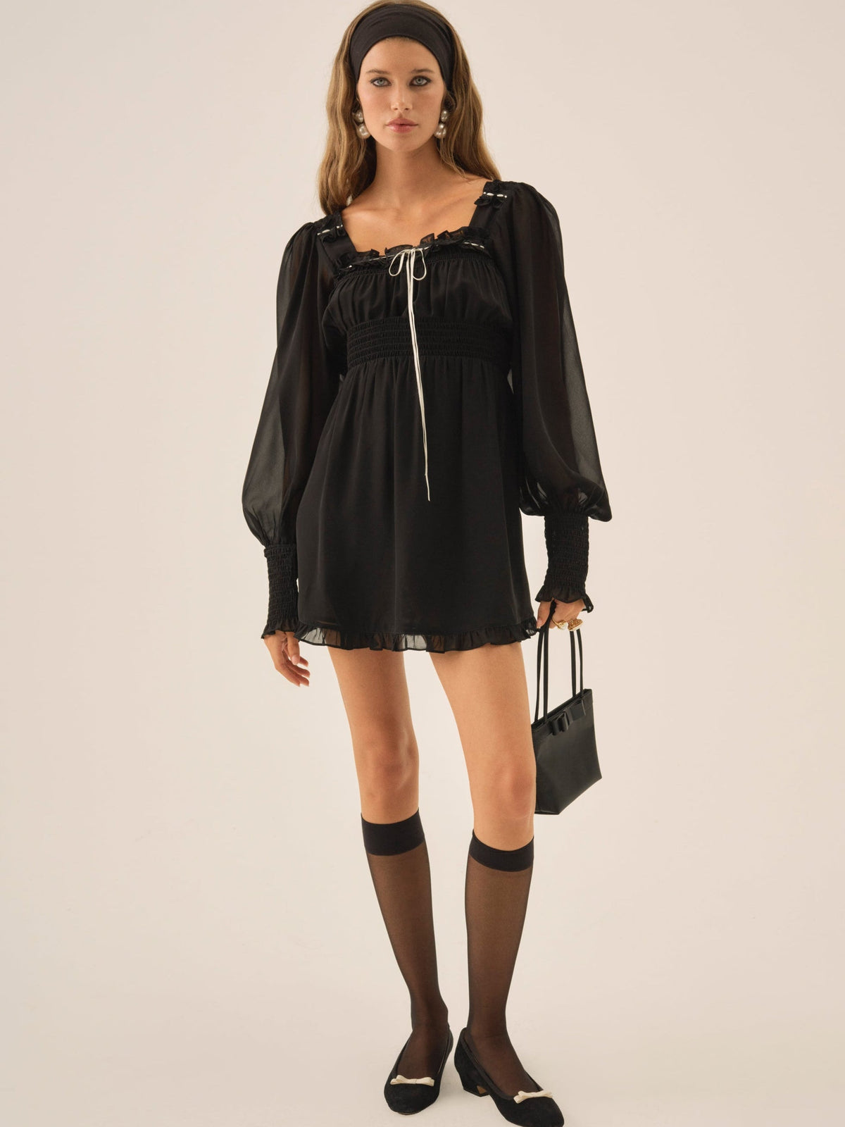 Emmie Chiffon Mini Dress - Black