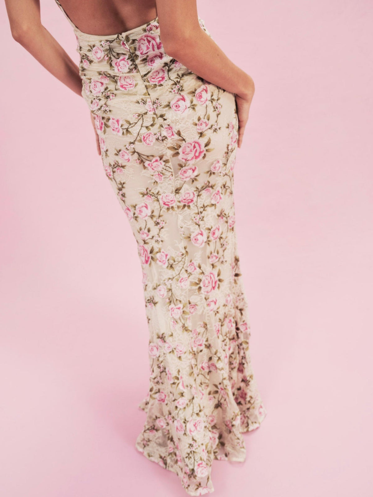 Esme Rose Embroidered Gown - Pink