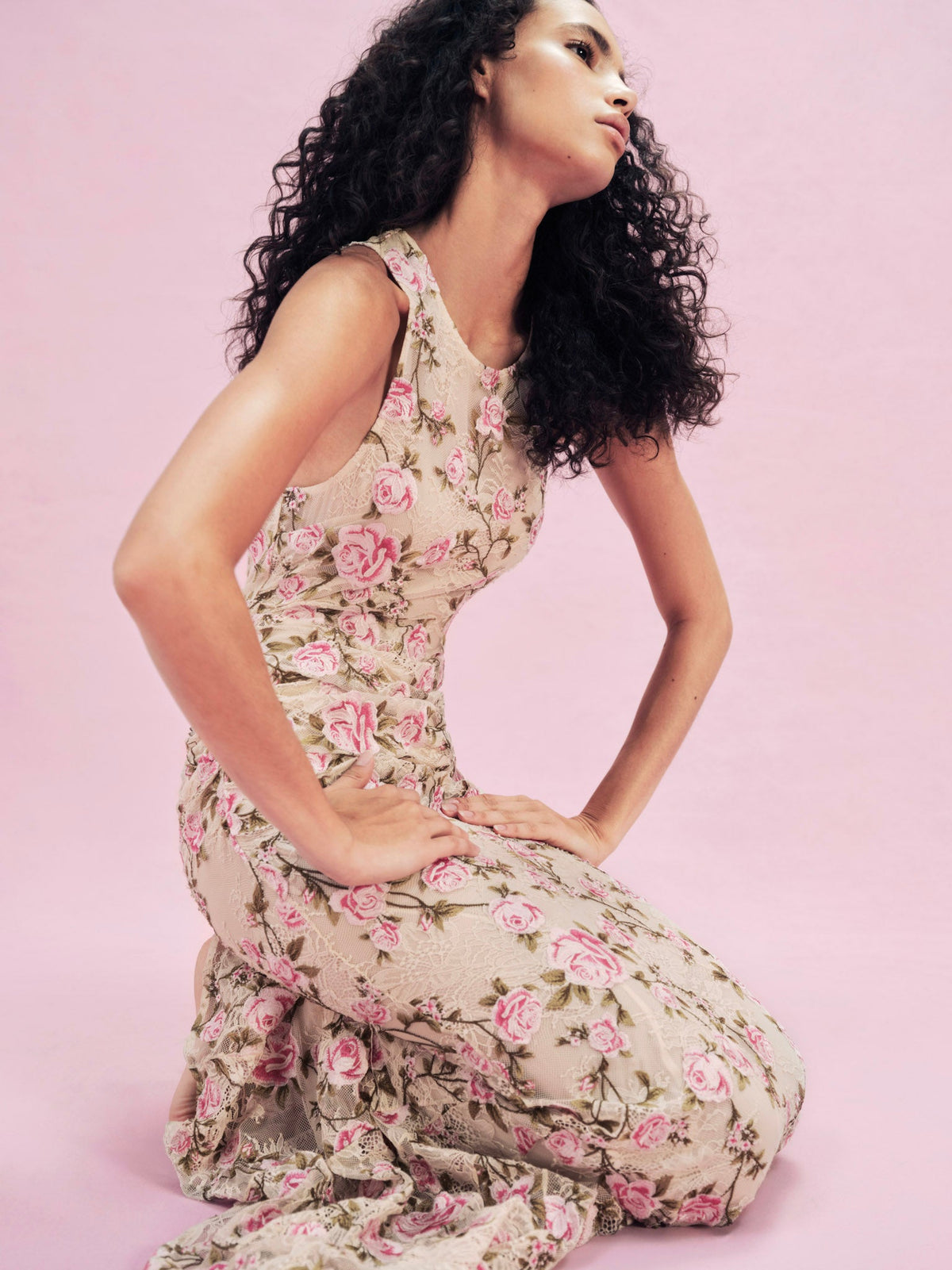 Esme Rose Embroidered Gown - Pink