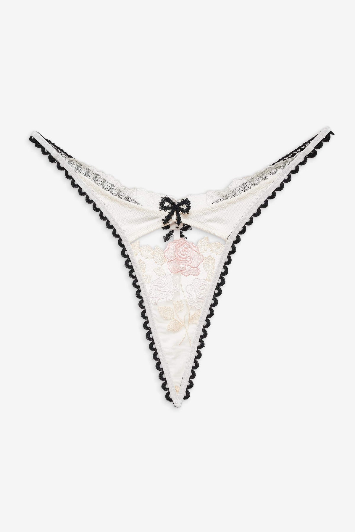Evie Floral Thong Panty - Cream