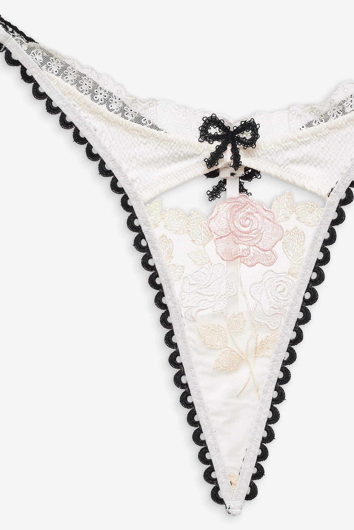 Evie Floral Thong Panty - Cream