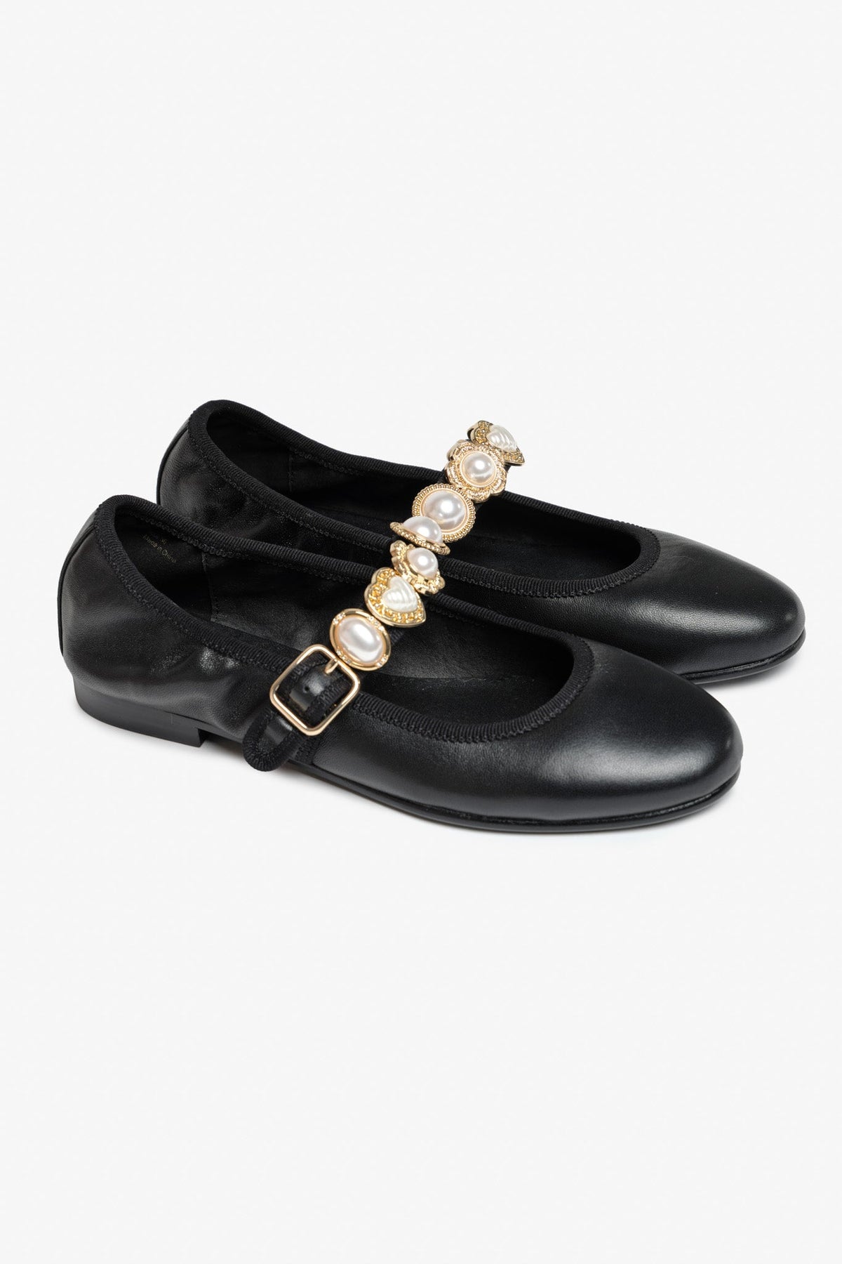 Winifred Vintage Button Flat - Black