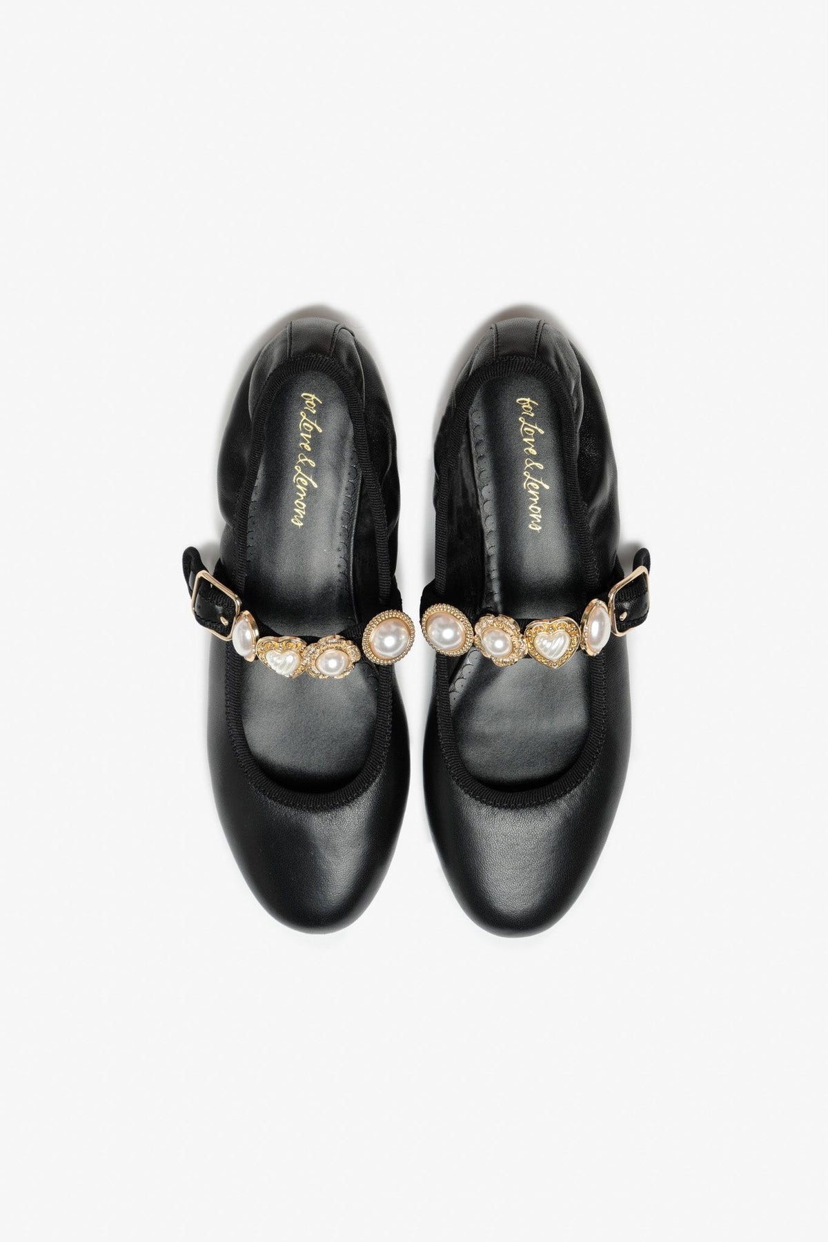 Winifred Vintage Button Flat - Black