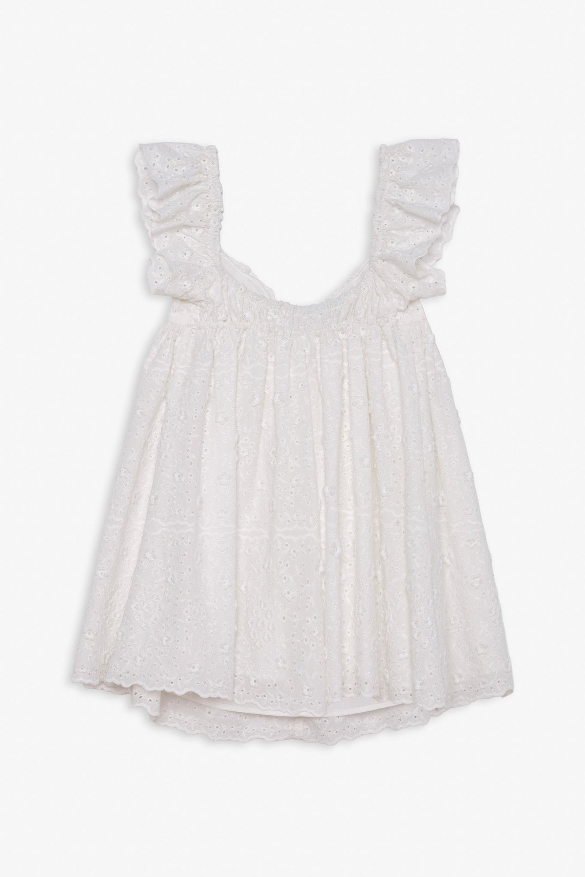 Laura Eyelet Mini Dress - White