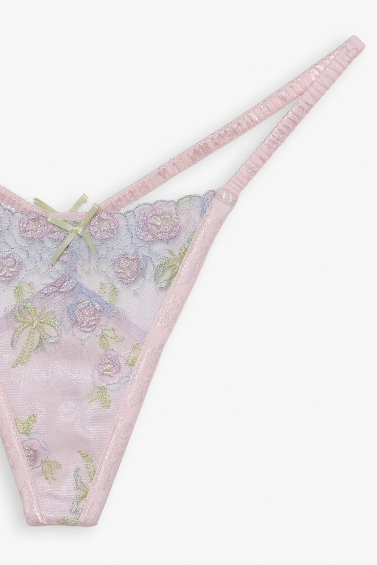 Pastel Bouquets Thong Panty - Pink