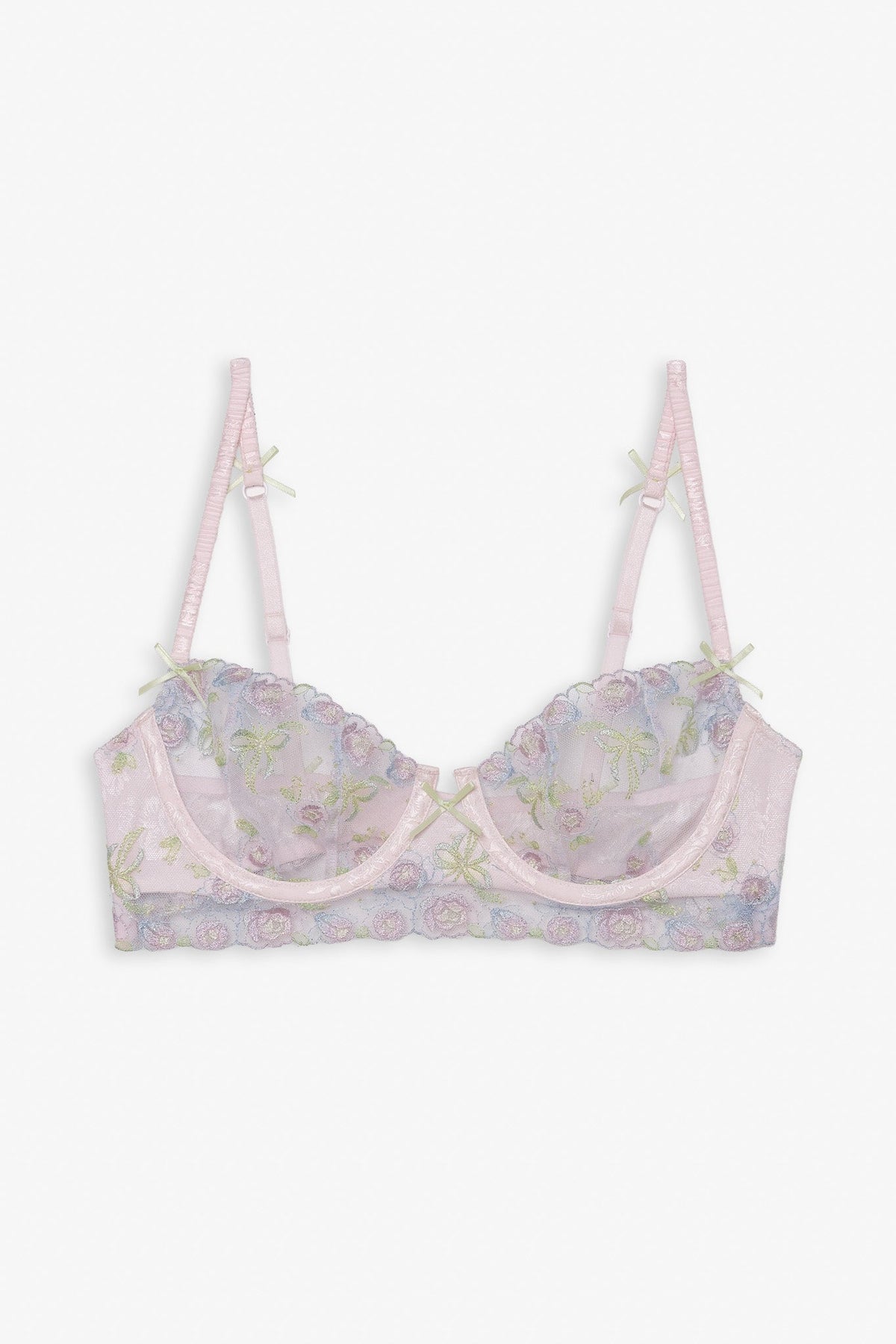 Pastel Bouquets Underwire Bra - Pink