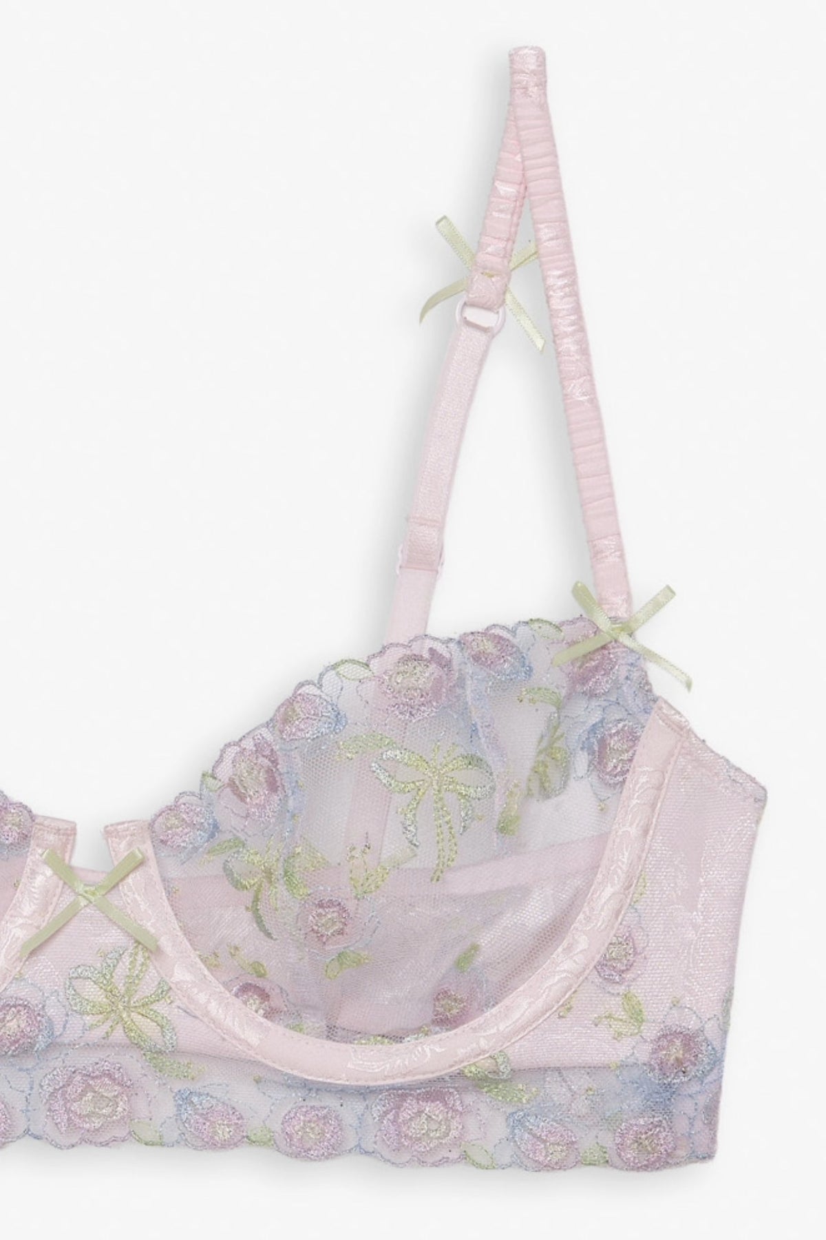 Pastel Bouquets Underwire Bra - Pink