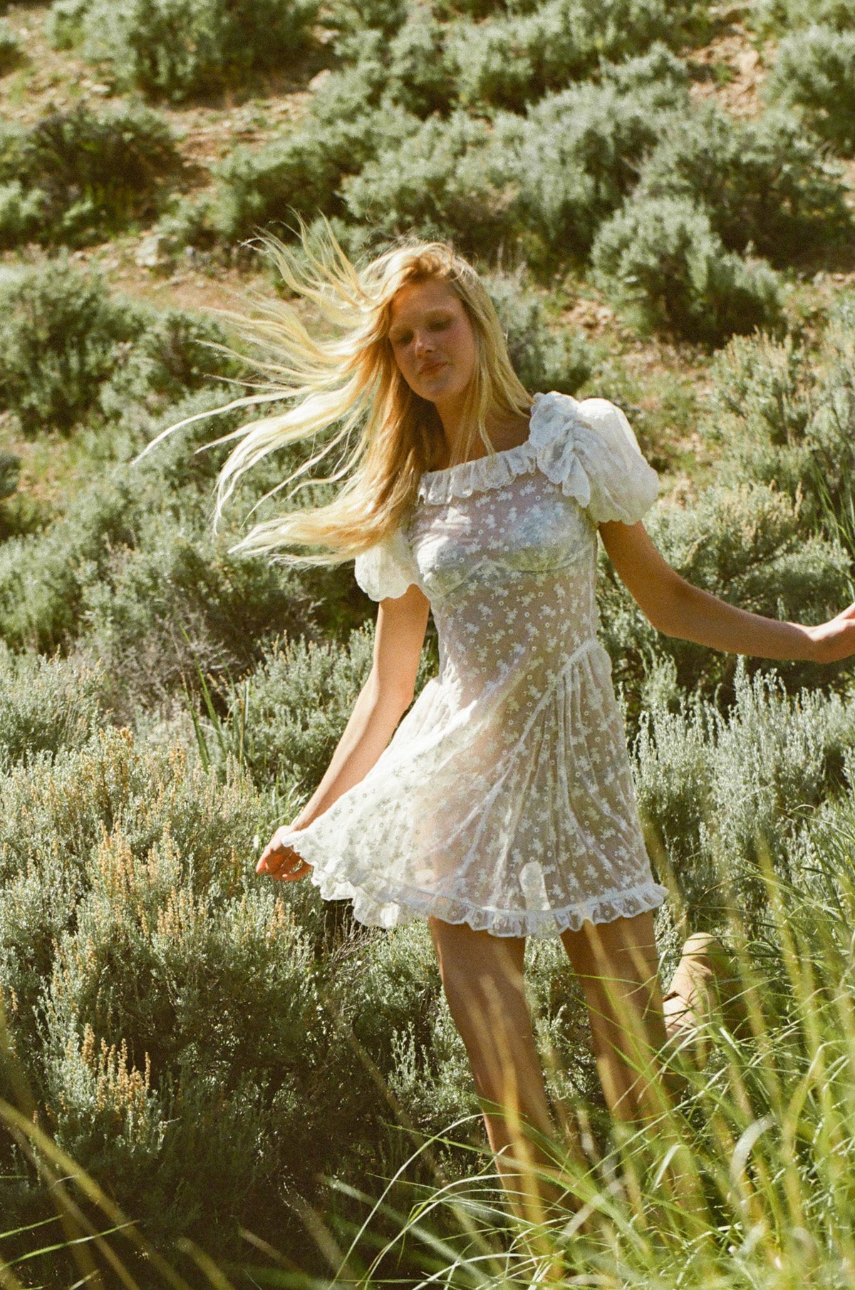 Hamptons Eyelet Mini Dress - Cream