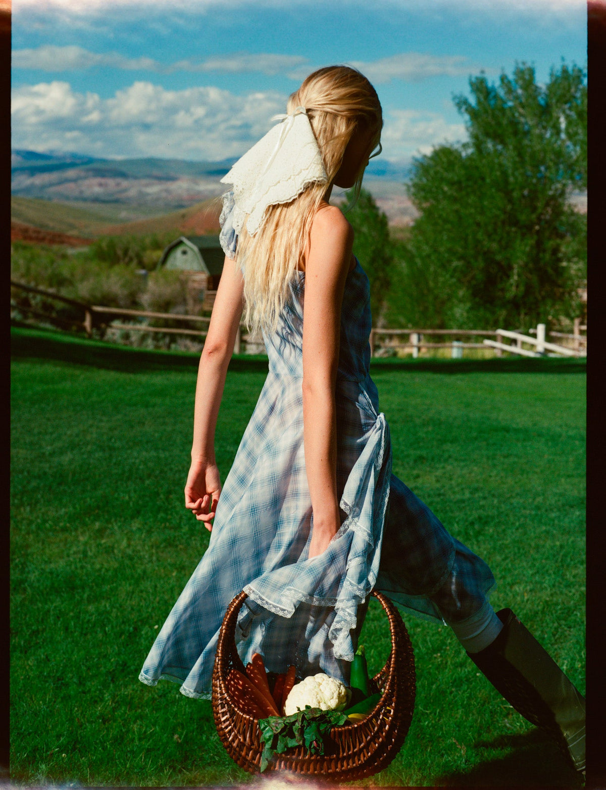 Bluebird Plaid Midi Dress - Blue