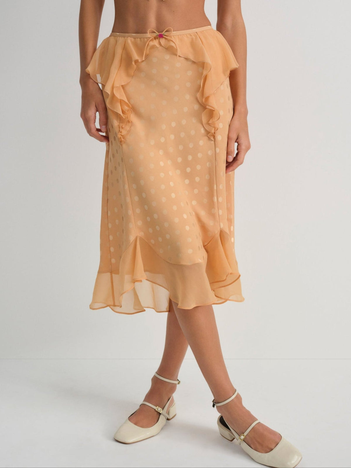 Glimmer Rosebud Midi Skirt - Rose Gold