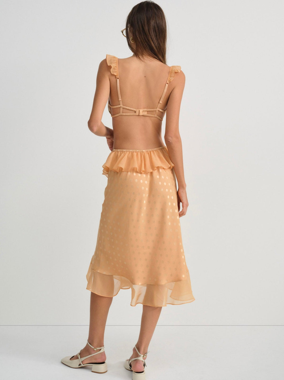 Glimmer Rosebud Midi Skirt - Rose Gold